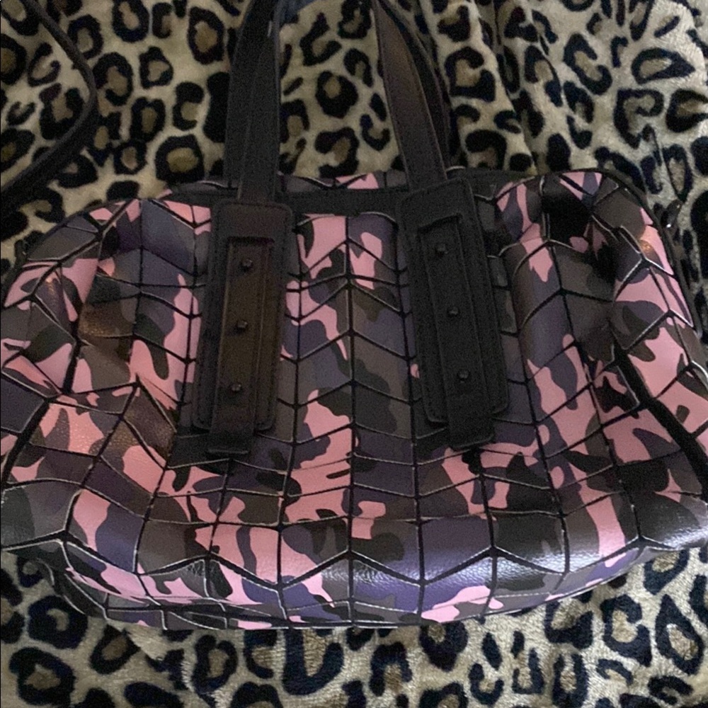 Patrizia Luca Pink and Black Patterned Shoulder Bag